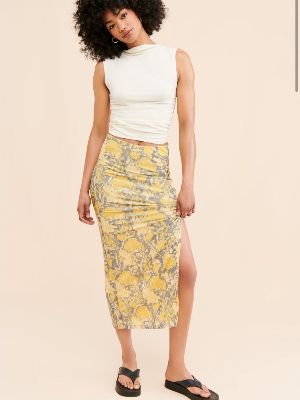 Free People Rosalie Mesh Midi Skirt